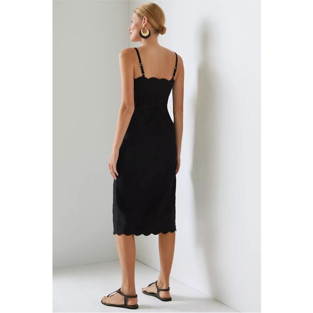 Anthropologie Slim Scalloped Front Slit Corset Dress in Black SZ US 0 NWT - Picture 3 of 8